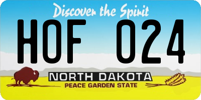 ND license plate HOF024