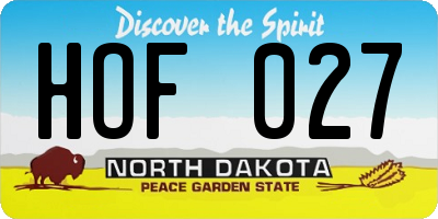 ND license plate HOF027