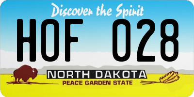 ND license plate HOF028
