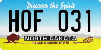 ND license plate HOF031