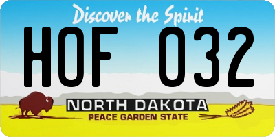 ND license plate HOF032