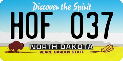 ND license plate HOF037