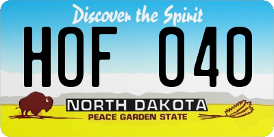 ND license plate HOF040