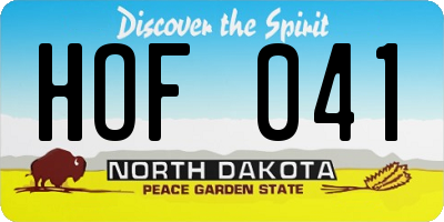 ND license plate HOF041