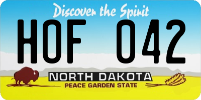 ND license plate HOF042