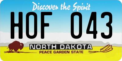 ND license plate HOF043