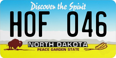 ND license plate HOF046
