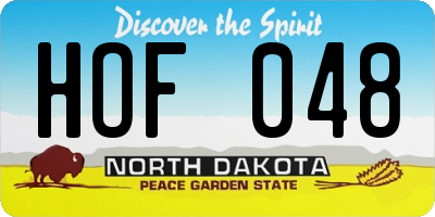 ND license plate HOF048