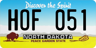 ND license plate HOF051