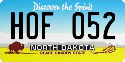 ND license plate HOF052