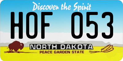 ND license plate HOF053