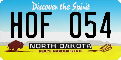 ND license plate HOF054