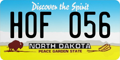 ND license plate HOF056