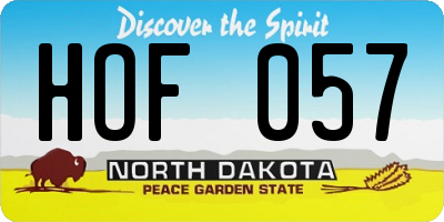 ND license plate HOF057