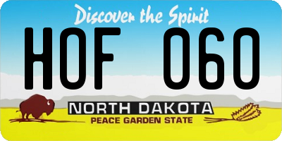 ND license plate HOF060