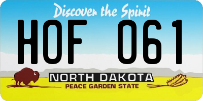 ND license plate HOF061