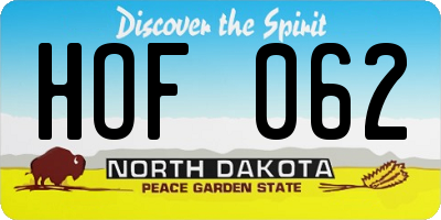 ND license plate HOF062