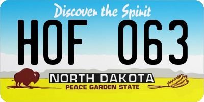 ND license plate HOF063