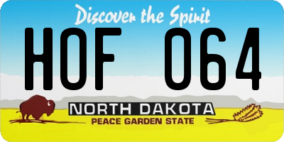ND license plate HOF064