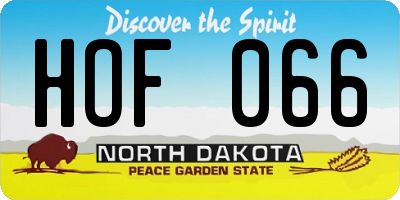 ND license plate HOF066