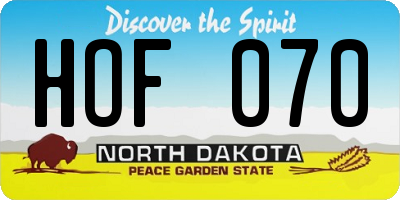 ND license plate HOF070