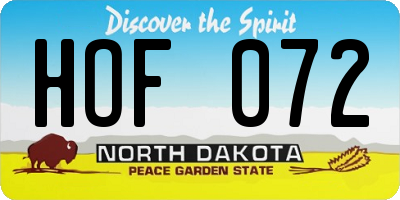 ND license plate HOF072
