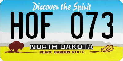 ND license plate HOF073