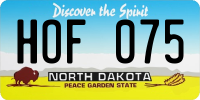 ND license plate HOF075