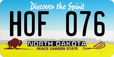ND license plate HOF076