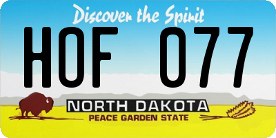ND license plate HOF077