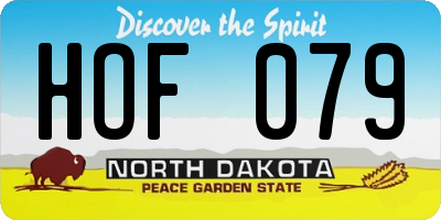 ND license plate HOF079