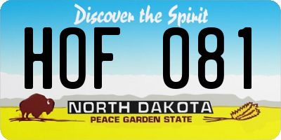 ND license plate HOF081