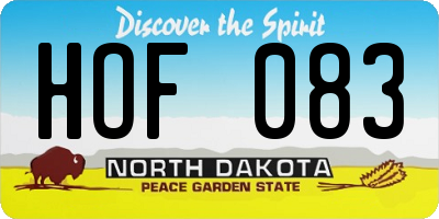 ND license plate HOF083