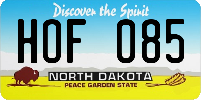 ND license plate HOF085