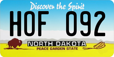 ND license plate HOF092