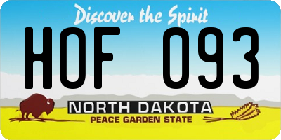 ND license plate HOF093