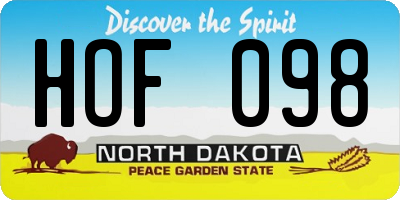 ND license plate HOF098