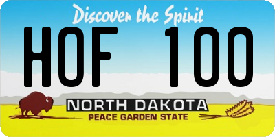 ND license plate HOF100