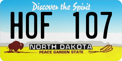 ND license plate HOF107