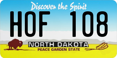 ND license plate HOF108