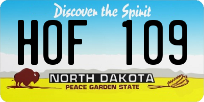 ND license plate HOF109