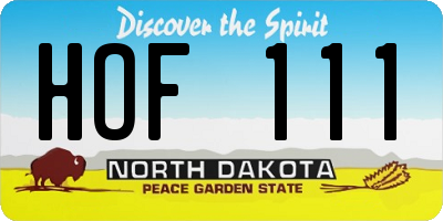 ND license plate HOF111