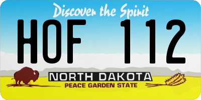 ND license plate HOF112