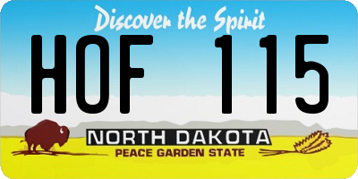ND license plate HOF115