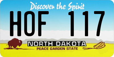 ND license plate HOF117