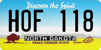 ND license plate HOF118