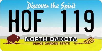 ND license plate HOF119