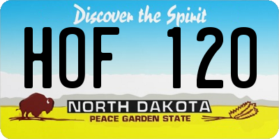 ND license plate HOF120