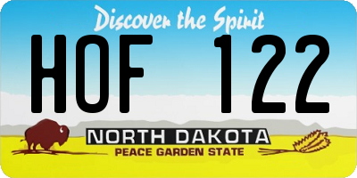 ND license plate HOF122