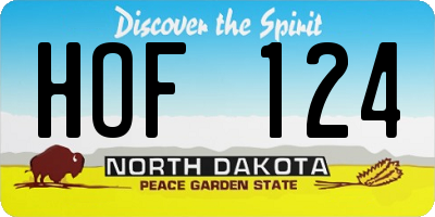 ND license plate HOF124